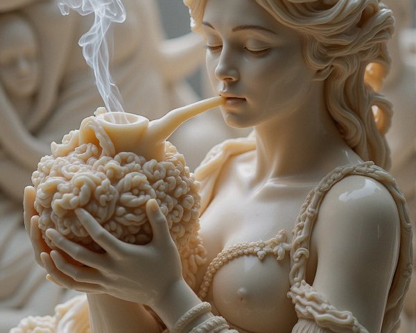 Intricately Carved Ivory Statue of a Female Figure