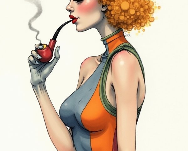 Stylish woman in vibrant orange and green attire