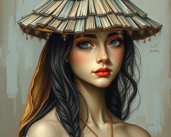 Portrait of a Young Woman in Traditional Attire