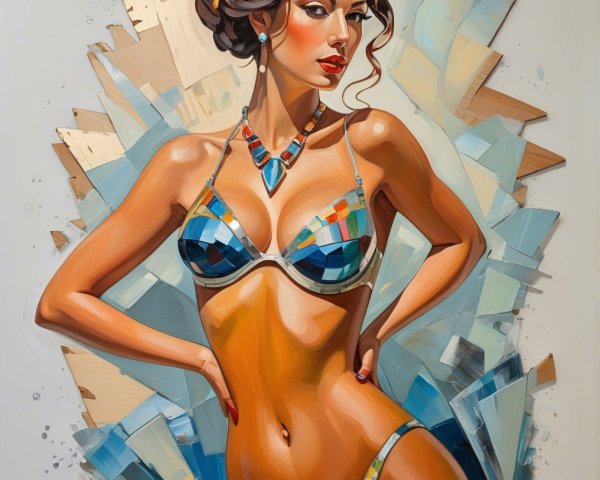 Portrait of a Confident Woman in Colorful Bikini