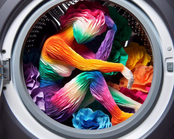 Colorful Paper Figure in Washing Machine with Flowers