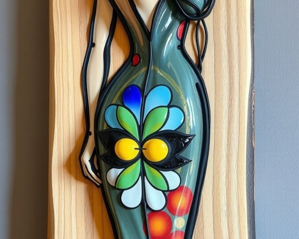 Stylized Female Figure in Floral Dress Artwork