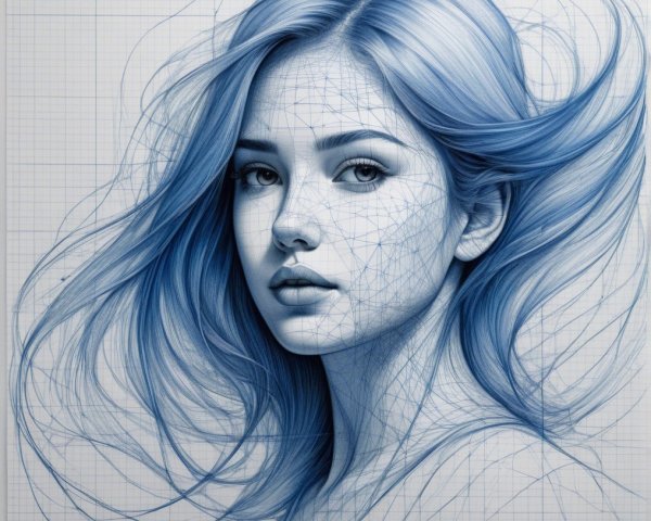 Stylized Portrait of a Woman with Geometric Patterns