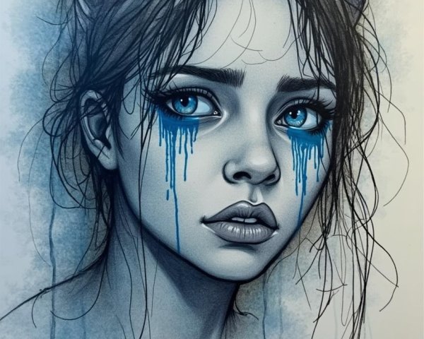Young girl with feline ears and emotional expression