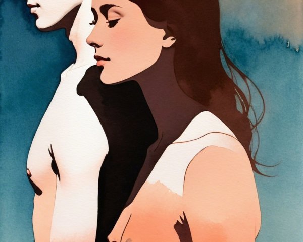 Side Profile of Young Man and Woman in Soft Colors