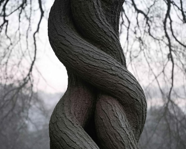 Twisted Tree Trunk with Intricate Bark Textures