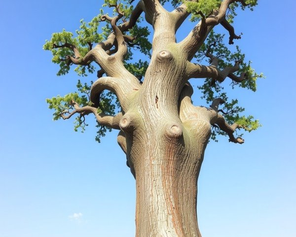 Majestic tree with wide trunk and sprawling branches