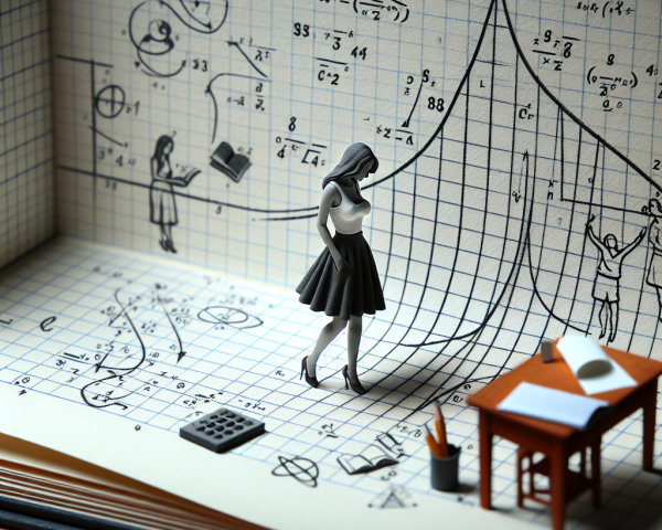 Miniature Figure on Book with Mathematical Themes