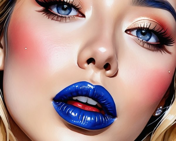 Beauty Portrait of Woman with Bold Makeup Features