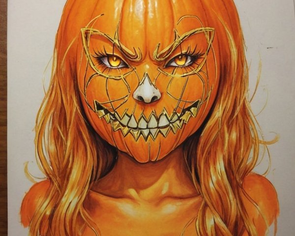Illustration of a person with a pumpkin for a head