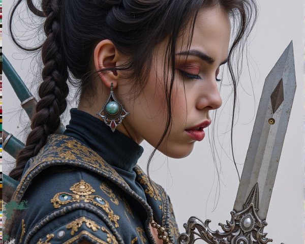 Profile of a Young Woman with Braid and Sword