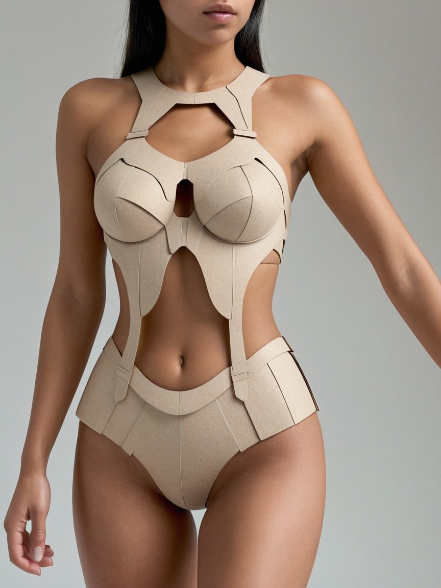 Avant-Garde Swimsuit Design in Cardboard Material