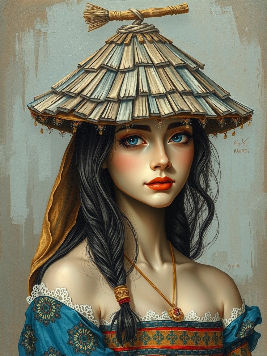Portrait of a Young Woman in Traditional Attire