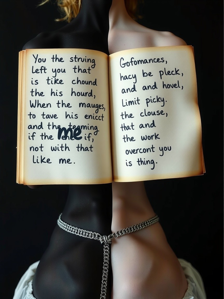 Open Book with Dark and Light Sculpted Figures