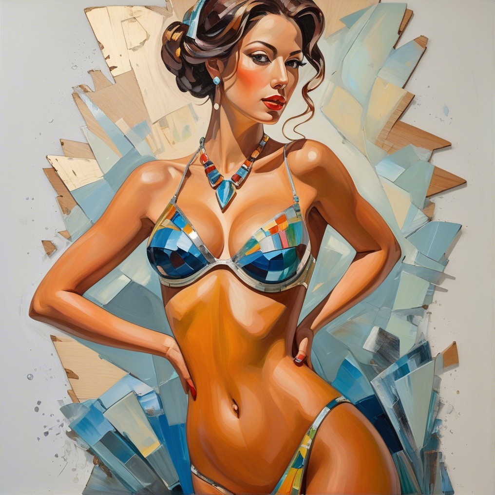 Portrait of a Confident Woman in Colorful Bikini