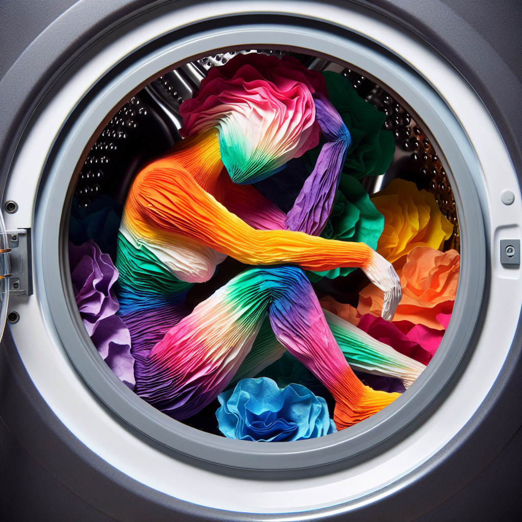 Colorful Paper Figure in Washing Machine with Flowers