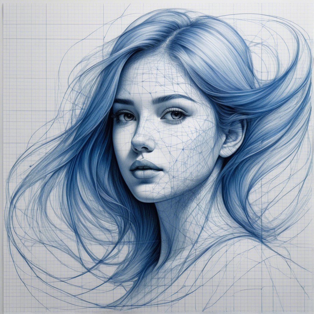 Stylized Portrait of a Woman with Geometric Patterns