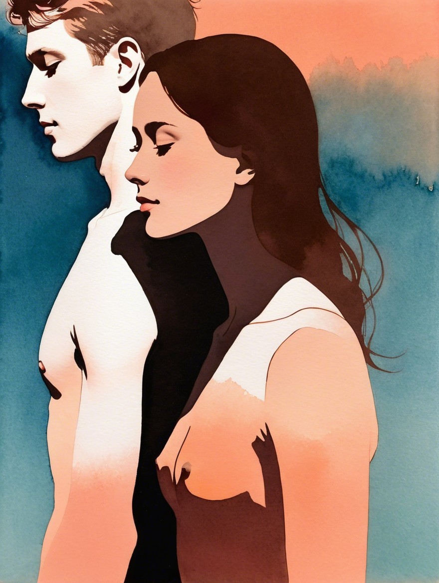Side Profile of Young Man and Woman in Soft Colors