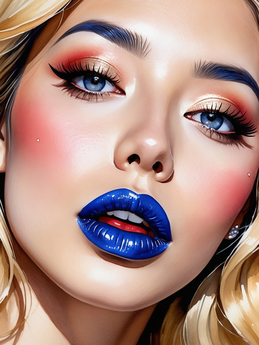 Beauty Portrait of Woman with Bold Makeup Features