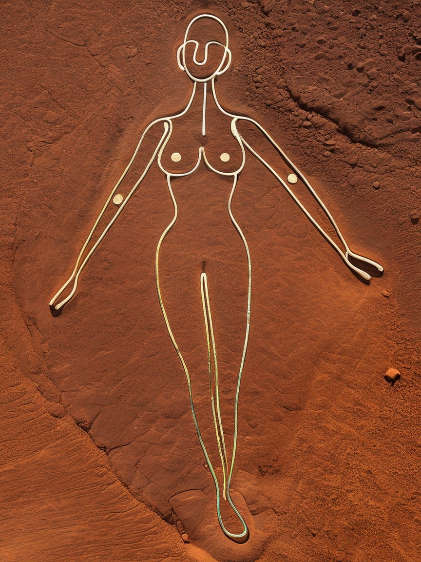 Minimalist Female Figure Against Earthy Background