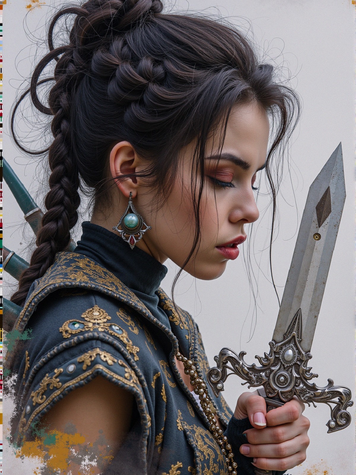 Profile of a Young Woman with Braid and Sword