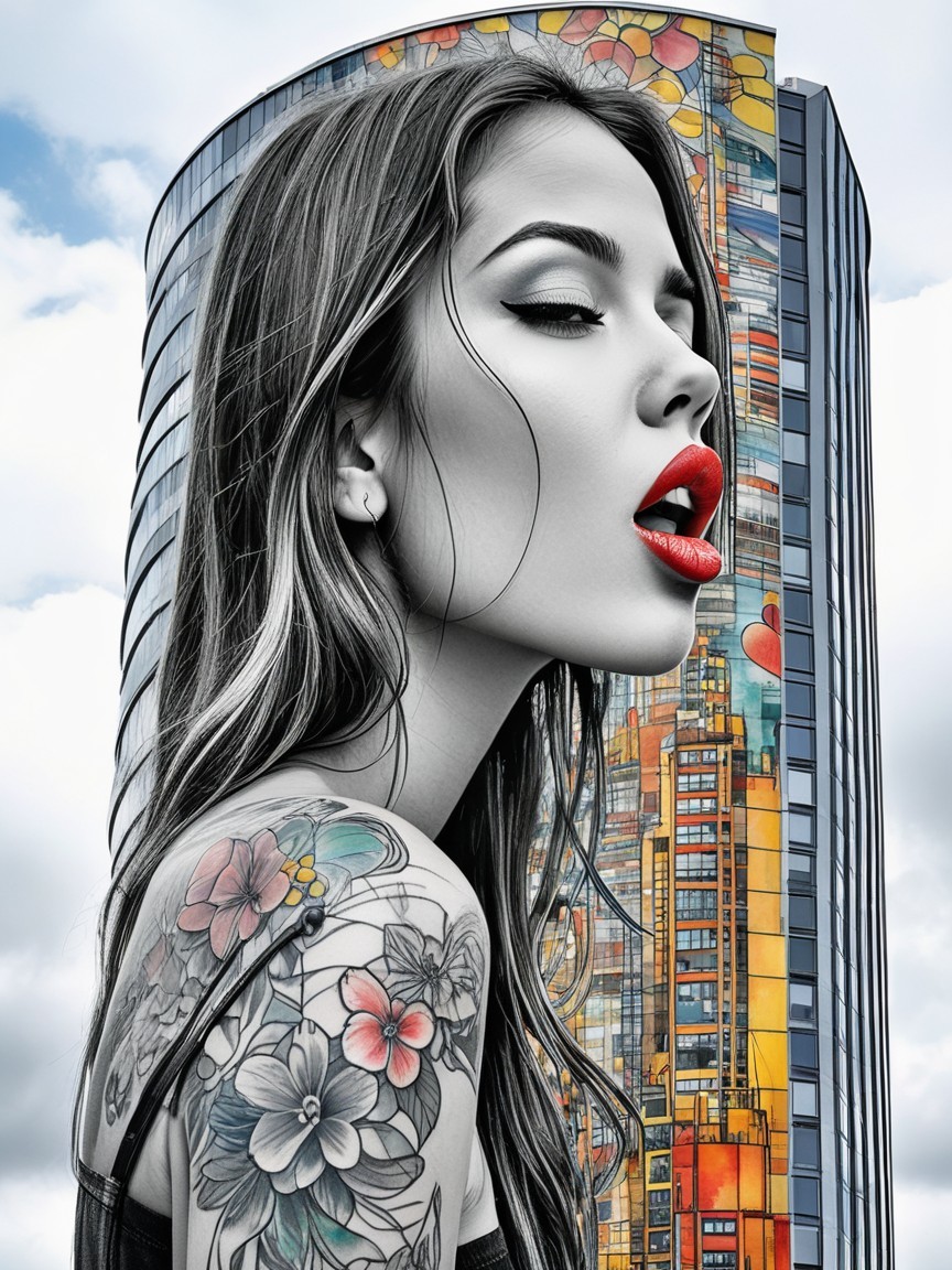 Profile of a Confident Woman with Floral Tattoos