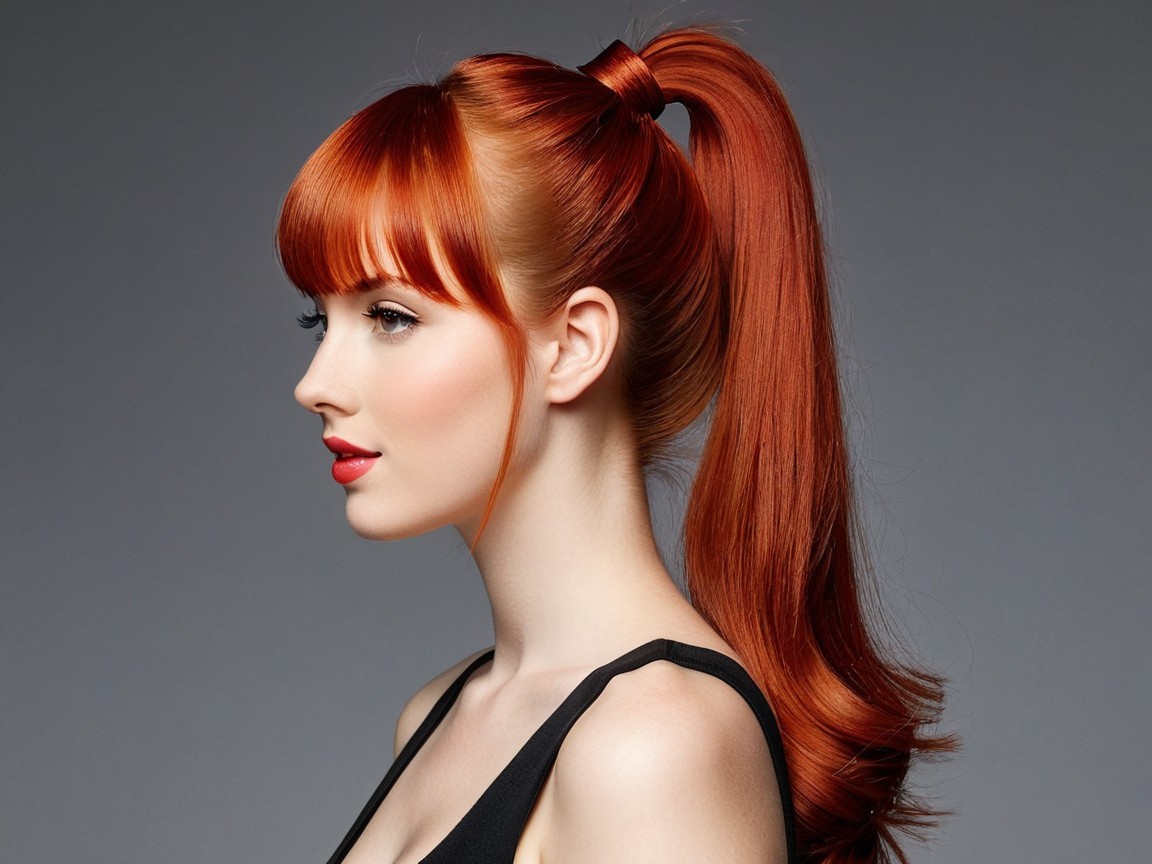 Profile View of a Woman with Vibrant Red Hair