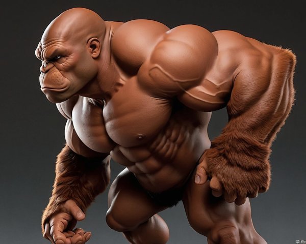 Muscular Anthropomorphic Gorilla-Like Character Design