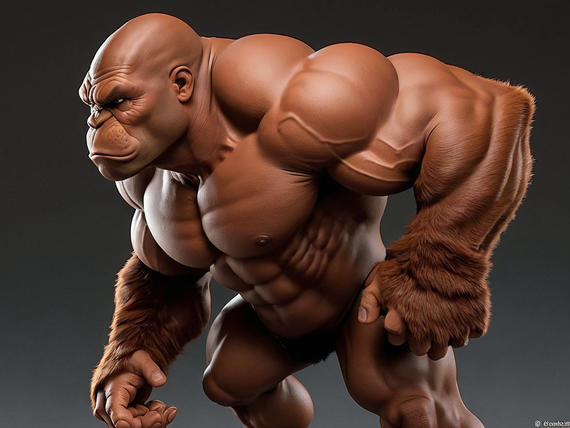 Muscular Anthropomorphic Gorilla-Like Character Design