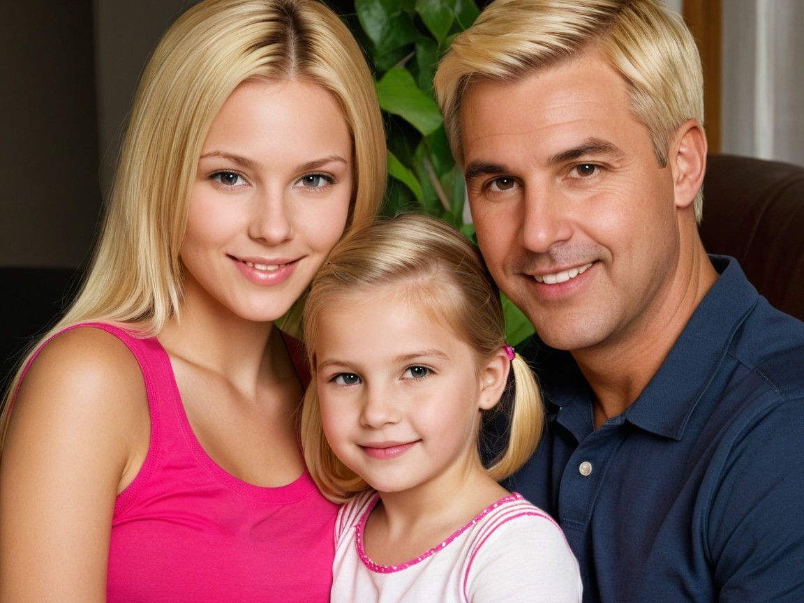 Smiling Family in Cozy Indoor Setting with Greenery