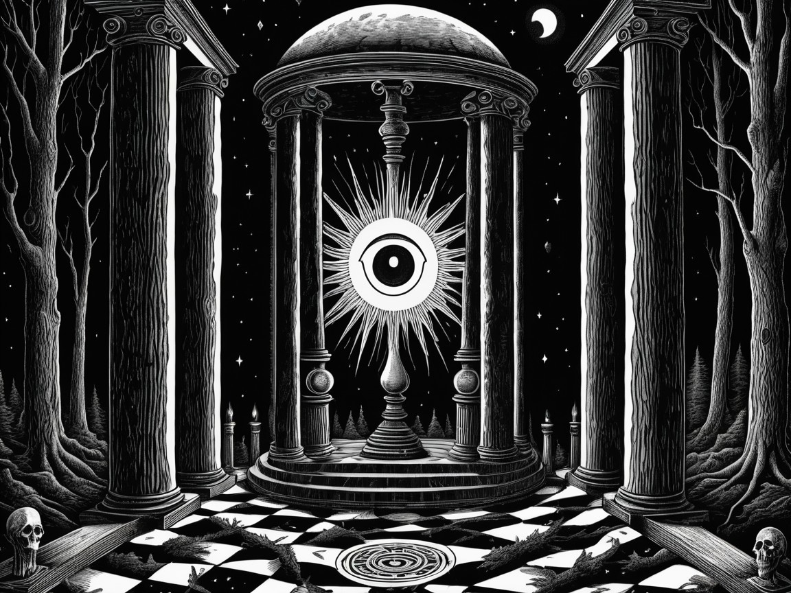 Mysterious Scene with Circular Structure and Eye