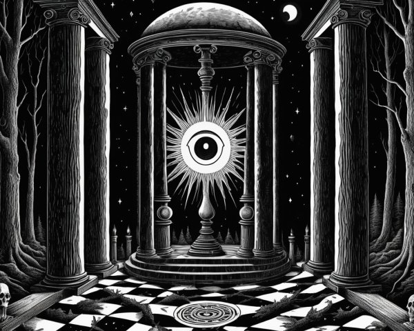 Mysterious Scene with Circular Structure and Eye