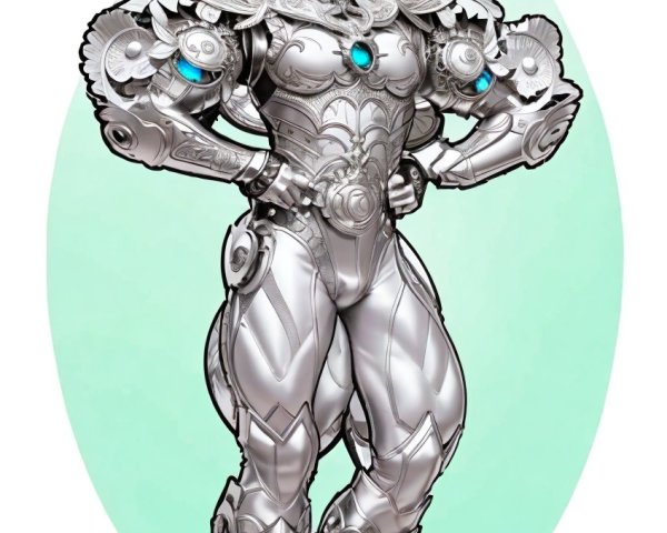 Futuristic Armored Boy in Intricate Silver Armor