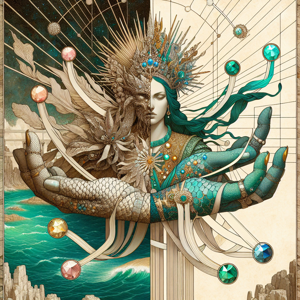 Majestic Figure Divided: Nature and Serenity Elements