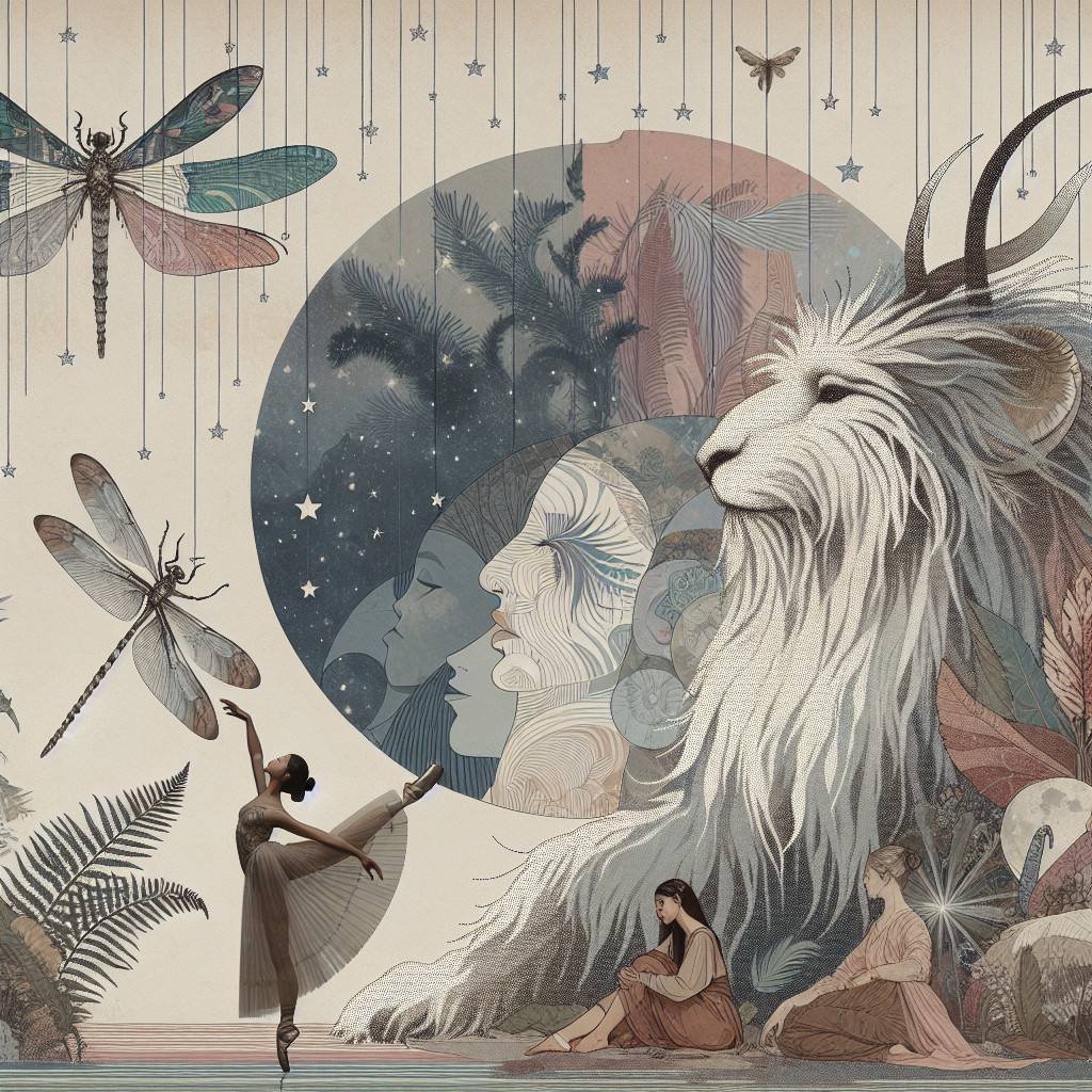 Whimsical Ballerina Surrounded by Ethereal Elements