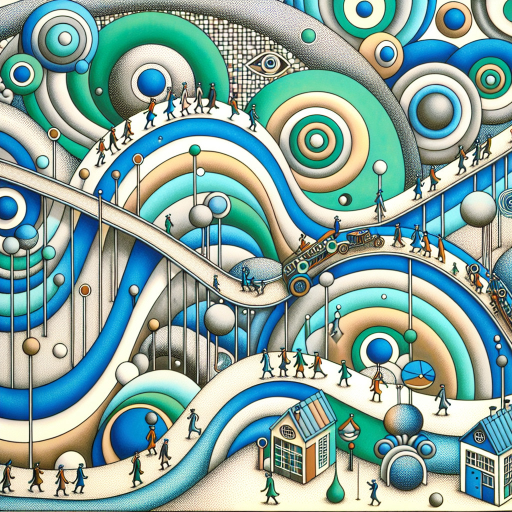 Abstract Landscape with Swirling Blue and Green Hues