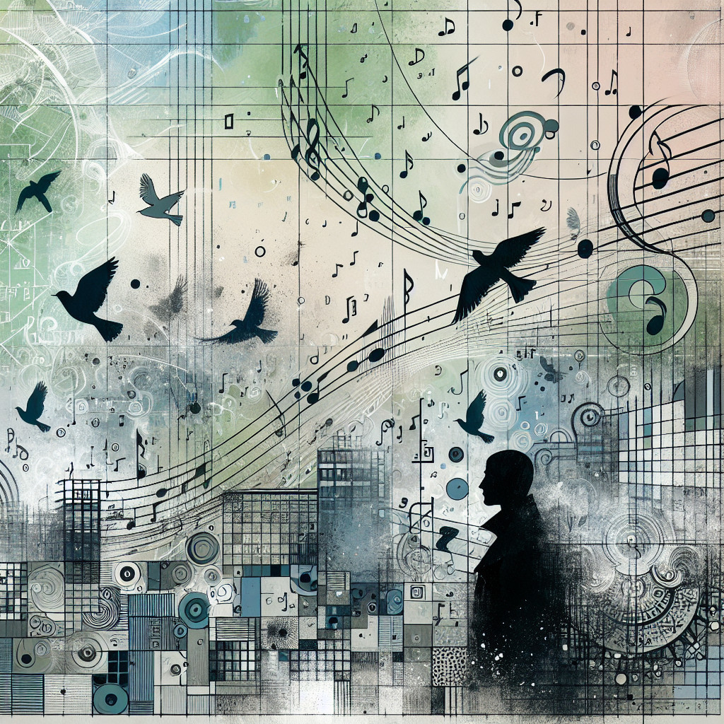 Abstract Artwork of Silhouette with Musical Elements
