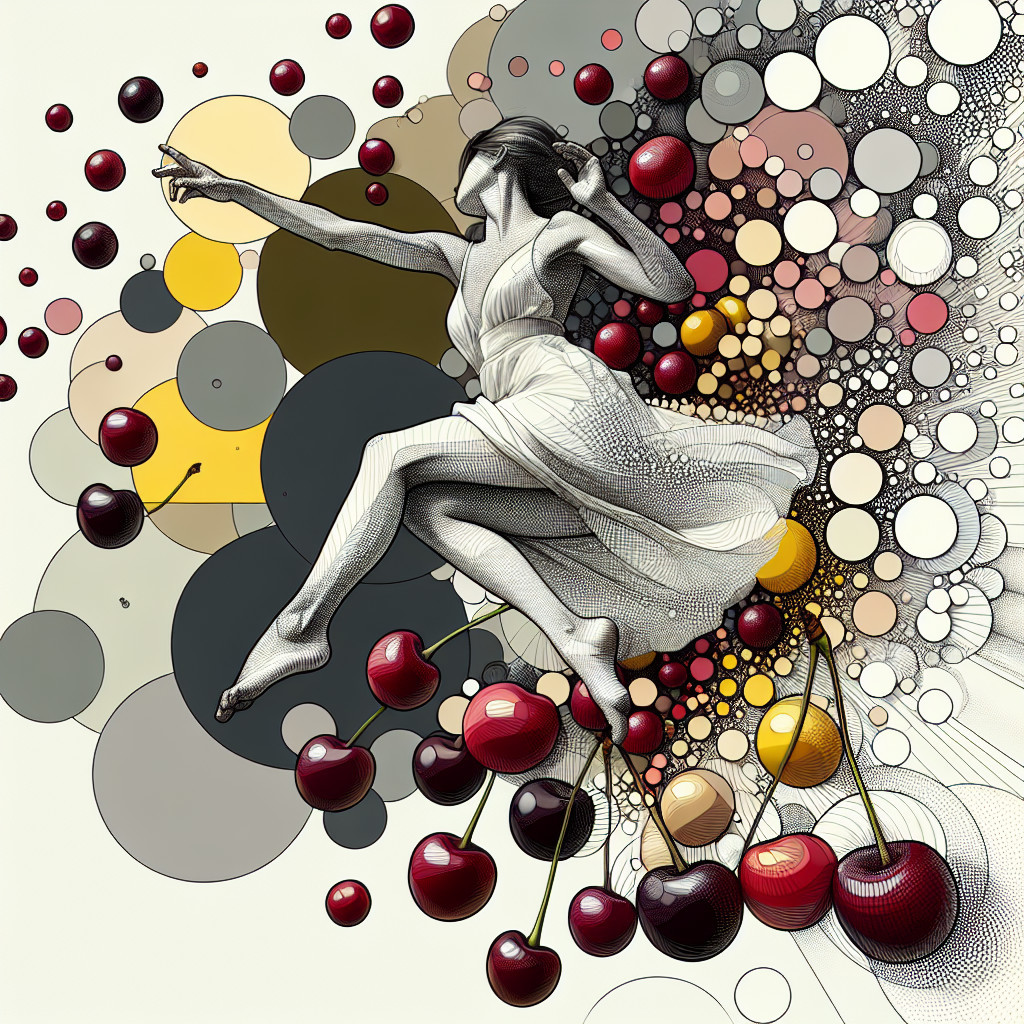 Dynamic Composition of Flowing Figure and Colorful Circles