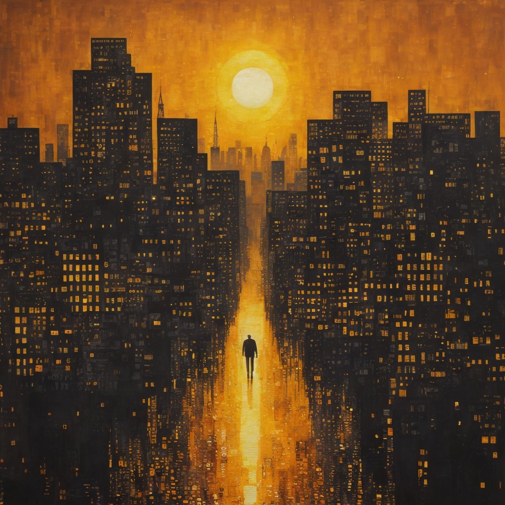 Silhouette of Figure on Reflective Street at Sunset