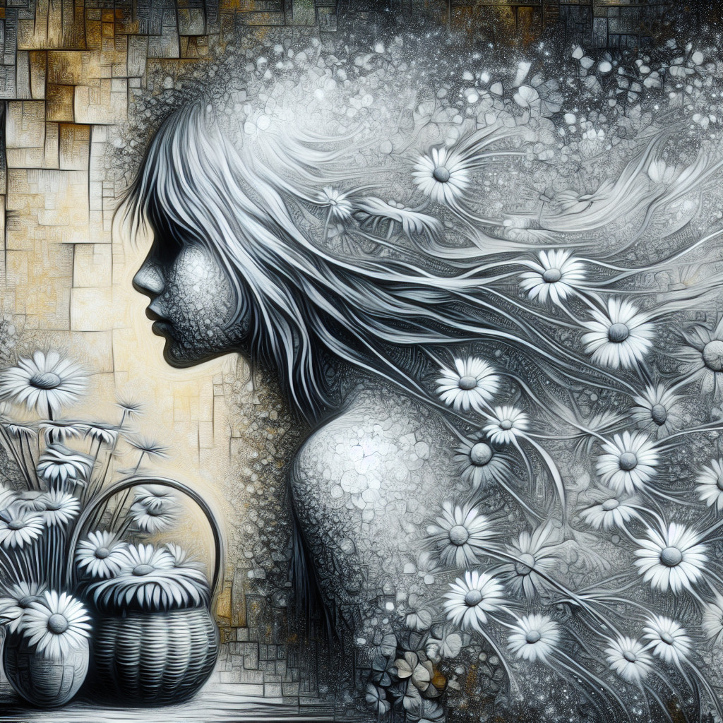 Profile of a Young Woman with Floral Background