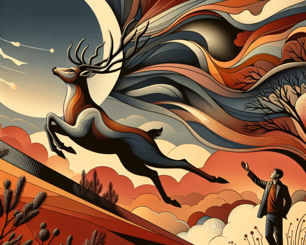 Majestic deer illustration with vibrant swirling colors