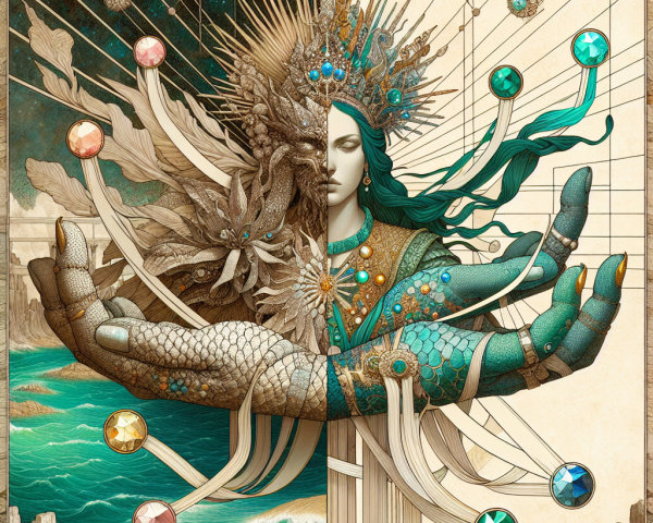 Majestic Figure Divided: Nature and Serenity Elements