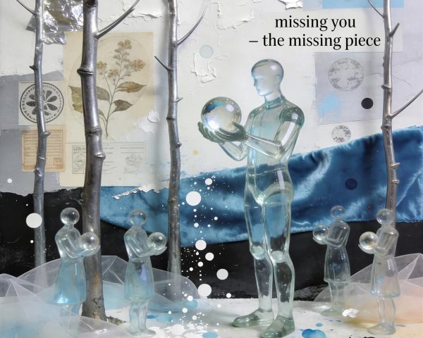 Mixed Media Collage with Mannequins and Textured Elements