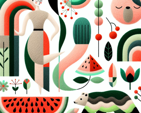 Vibrant Illustration of a Woman with Abstract Elements