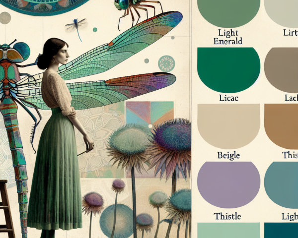 Mystical Scene with Woman and Dragonflies in Nature