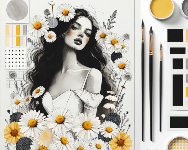 Portrait of a Woman Surrounded by Daisies in Art