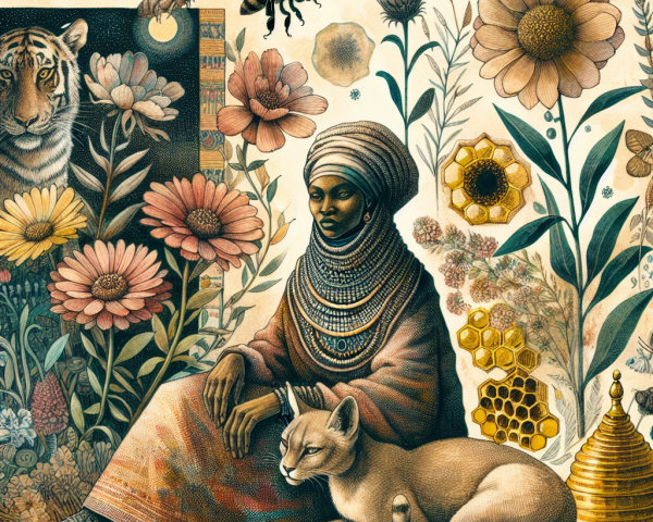 Serene Woman in Traditional Attire Amid Nature's Beauty