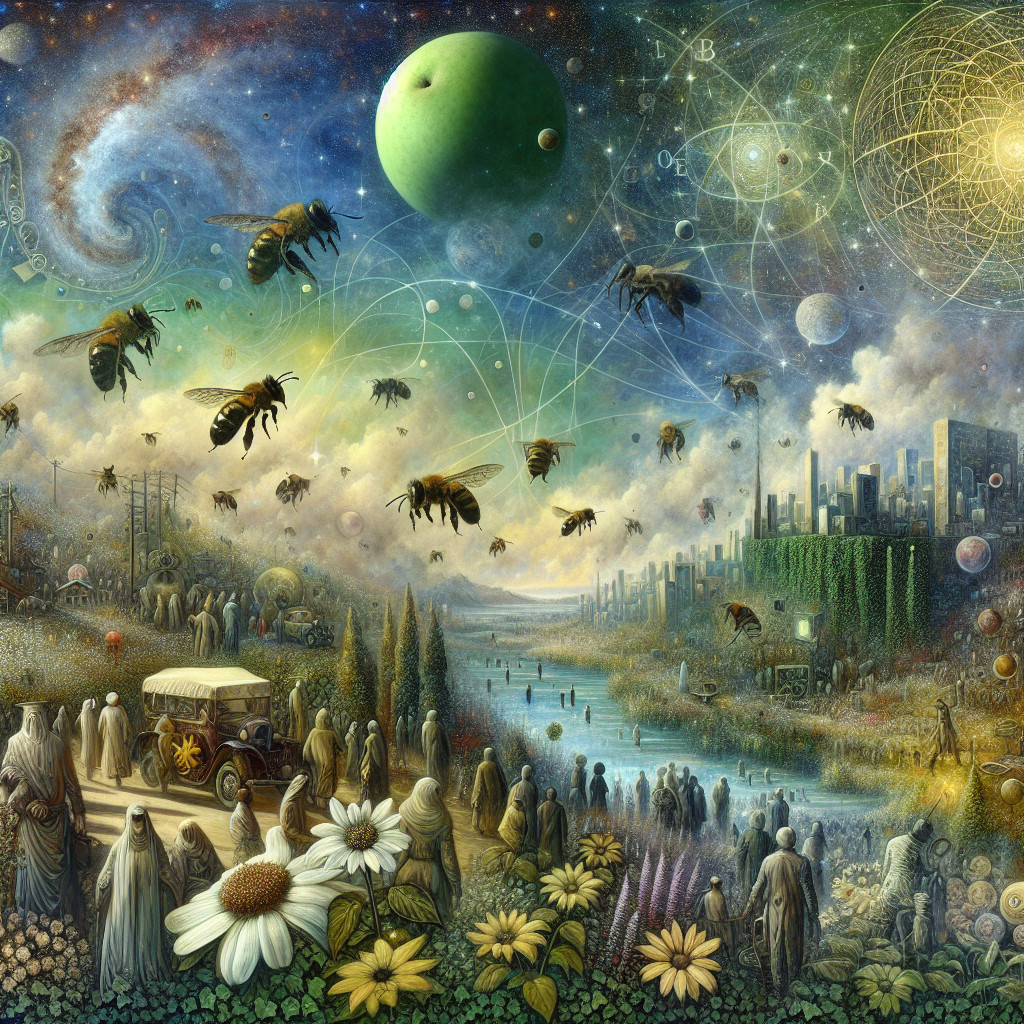 Surreal Landscape Merging Nature and Industry Elements