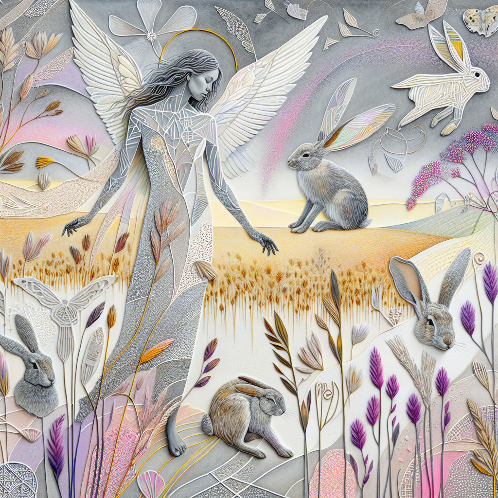 Serene angelic figure in an ethereal landscape