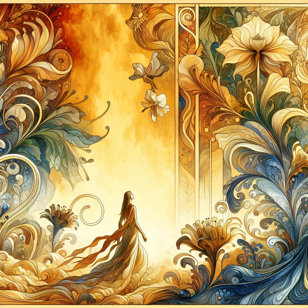 Whimsical Floral Scene with Graceful Figure